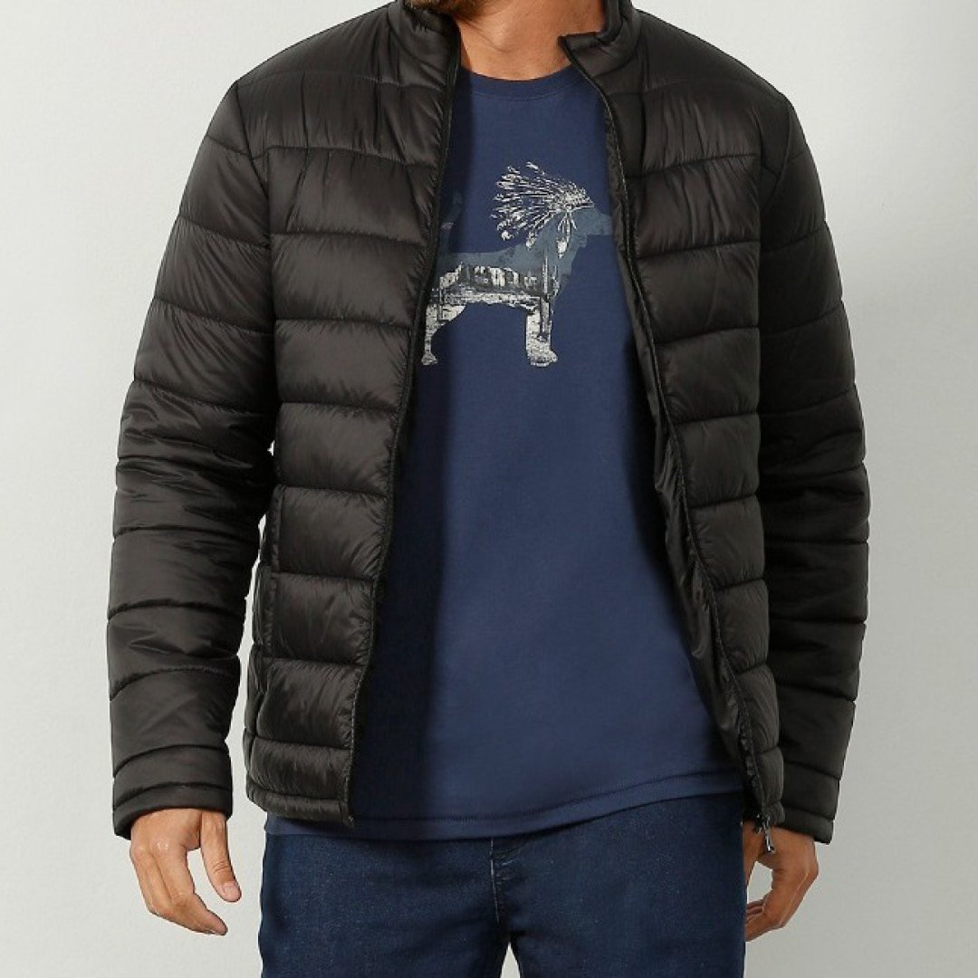 Jaqueta puffer básica (disponíveis nas cores preto, cinza, azul e marrom)